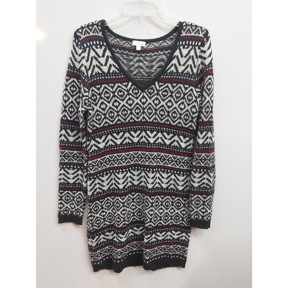 C Women's  Black And White Mid Length Sweater Dress Size Medium - Picture 1 of 9